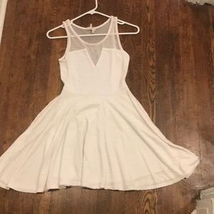 Mesh back white skater dress